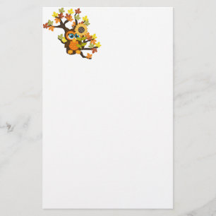 Papeterie Automne, Chouette automnale avec Fleurs de soleil
