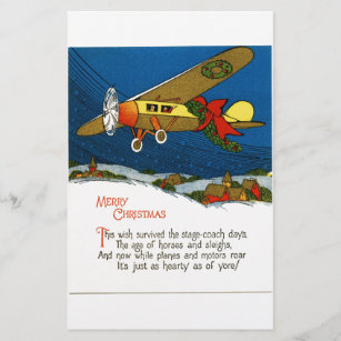 Papeterie Avion de Noël Vintage