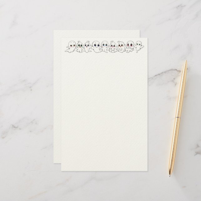 Papeterie Baby Ghosts Éffrayant mignon Halloween humeur (Devant/Arrière en situation)