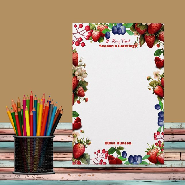 Papeterie Baby Shower Bébé aux Fraises Rouges Douceur Myrtil (Red Strawberry Baby Shower Blue Berry Sweet Office Stationery)