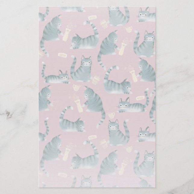 Papeterie Bad Grey Tabby Chats Frapper Tout (Devant)