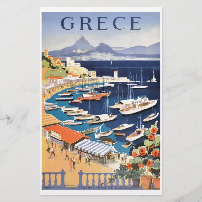 Papeterie Baie 1955 de la Grèce Athènes d'affiche de voyage (Devant)