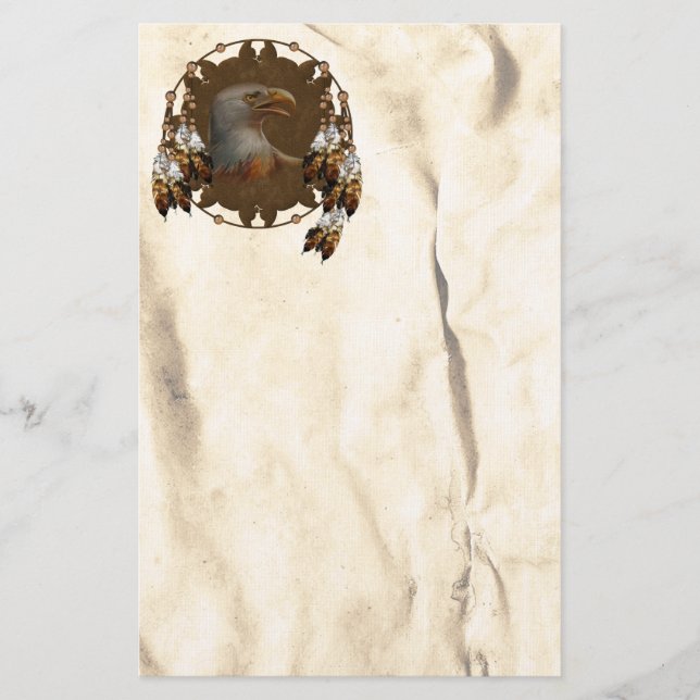 Papeterie Bald Eagle Mandala Native American Stationery (Devant)
