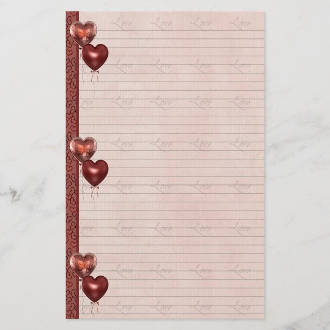 Papeterie Balloons de coeur rose et rouge Feuilles de notes  (Devant)