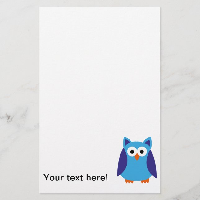 Papeterie Bande dessinée bleue de hibou (Devant)