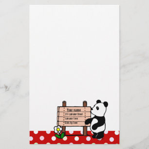 Papeterie Bande dessinée et pois personnalisés de panda