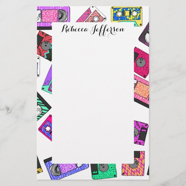 Papeterie Bandes de cassettes à motifs néon des années 80 (Devant)