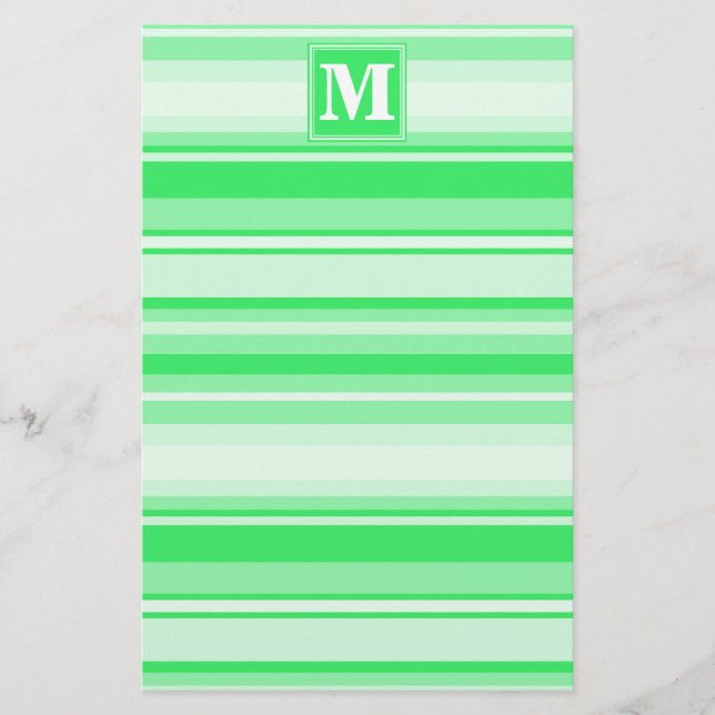 Papeterie Bandes vertes de printemps monogramme (Devant)