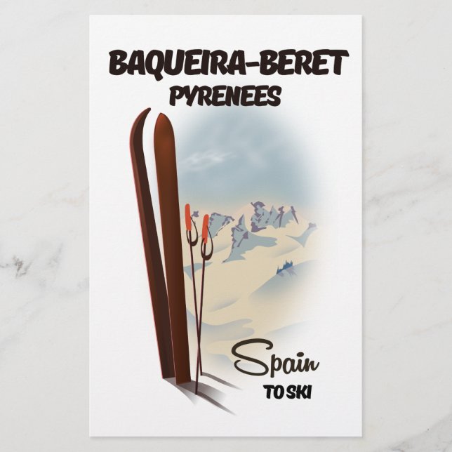 Papeterie Baqueira-Beret Espagne affiche de ski. (Devant)