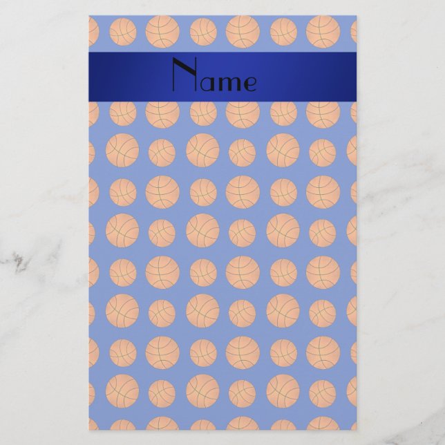 Papeterie Basket-balls bleus nommés personnalisés (Devant)