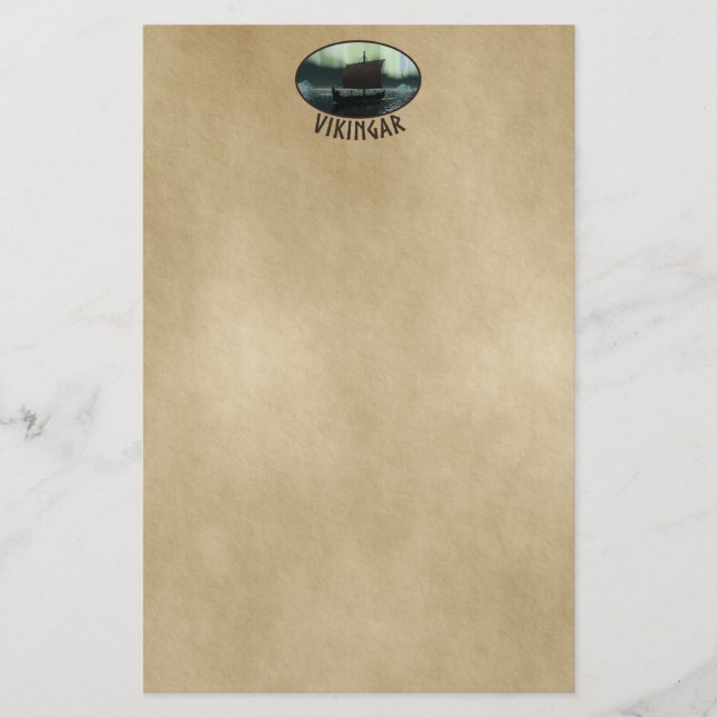 Papeterie Bateau Viking Sous Lumière Du Nord (Devant)