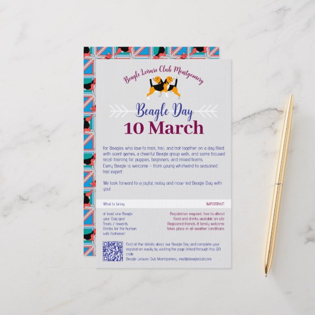 Papeterie Beagle Dog Day Mailing  (Devant/Arrière en situation)