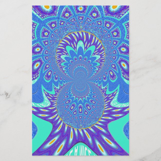 Papeterie Beau cyan bleu kaléidoscope vectoriel design (Devant)