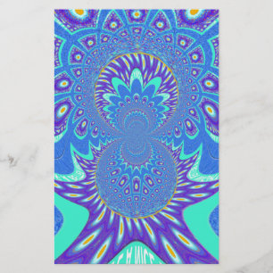 Papeterie Beau Cyan bleu moderne batik Kaleidoscope Art