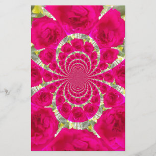 Papeterie Beau Extraordinaire Roses rouges Motif Kaleidoscop