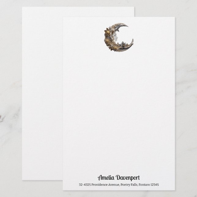 Papeterie Beau visage dans la lune (Devant / Derrière)