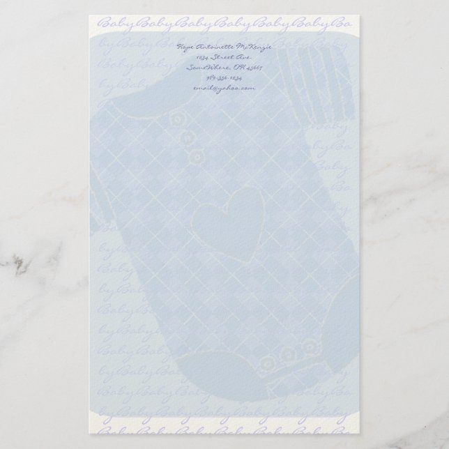 Papeterie Bébé Coeur Jacquard de bétail Onsie Bébé Bleu (Devant)