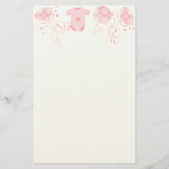 Papeterie Bébé Coeur Jacquard de bétail sur le rose (Devant)