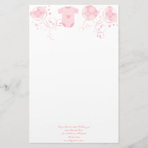 Papeterie Bébé Coeur Jacquard de bétail sur le rose