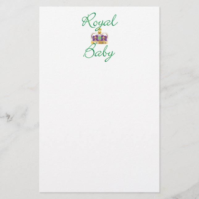 Papeterie Bébé royal avec pourpre et couronne or (Devant)