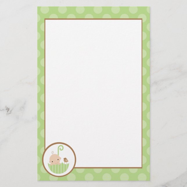 Papeterie Bébé vert dans un parapluie (Devant)