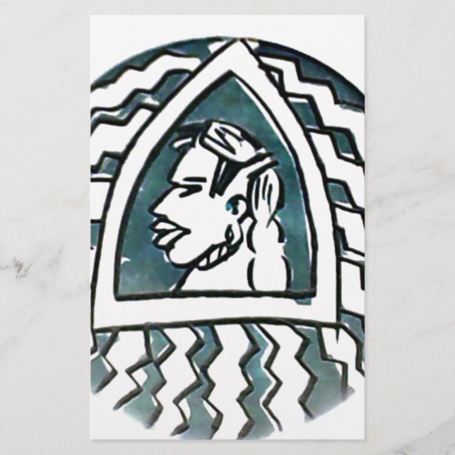 Papeterie Belle Africaine Bongo Massai Portrait Tribal Art (Devant)