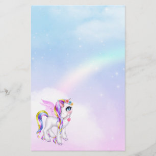 Papeterie Belle licorne avec Rainbow Mane & Tail