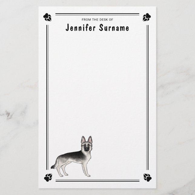 Papeterie Berger Allemand Silver Sable avec texte personnali (Devant)