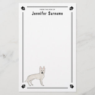 Papeterie Berger Blanc Suisse Blanc GSD Chien Mignon Avec Te