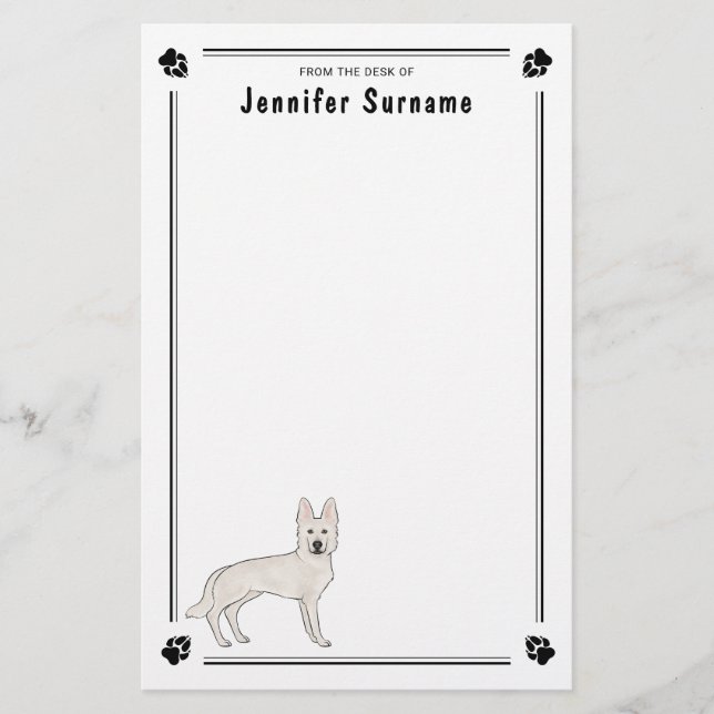 Papeterie Berger Blanc Suisse Blanc GSD Chien Mignon Avec Te (Devant)