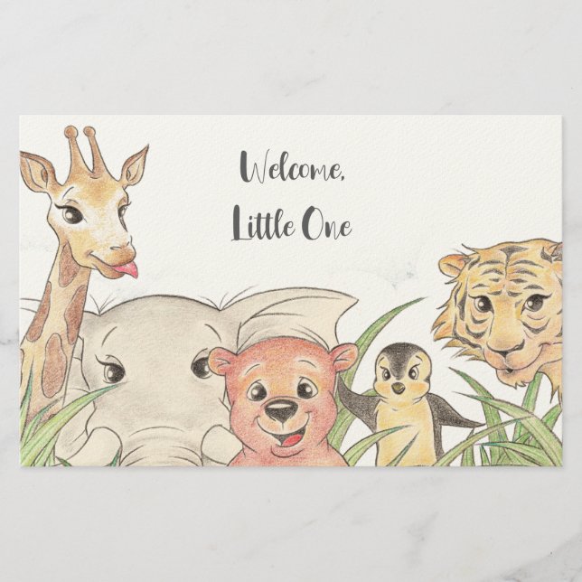 Papeterie Bienvenue Petit(e) Safari Bébé Félicitations (Devant)
