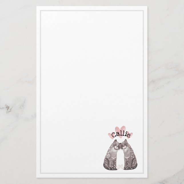 Papeterie Big Cats Snuggle Ajouter Votre Nom Enfants (Devant)