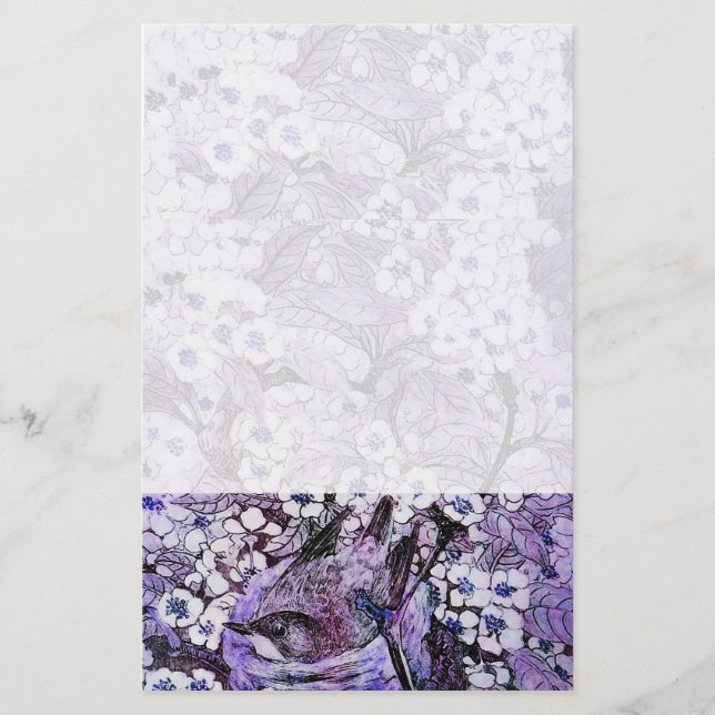 Papeterie BIRD NEST, blanc bleu pourpre (Devant)