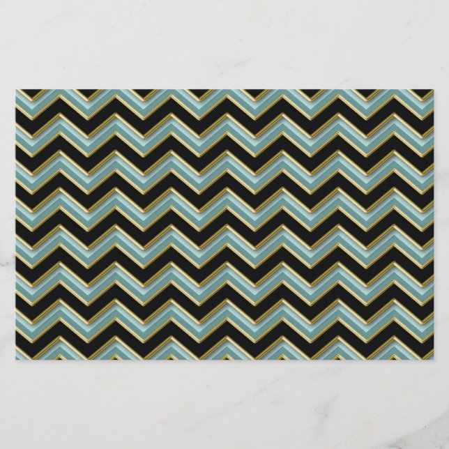Papeterie Black Gold Turquoise ZigZag (Devant)