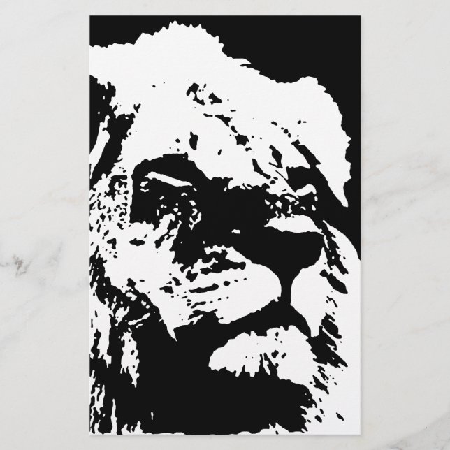 Papeterie Black & white lion pop art (Devant)