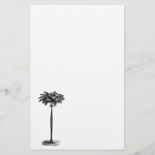 Papeterie Blanc tropical vintage de modèle de palmier d'îl