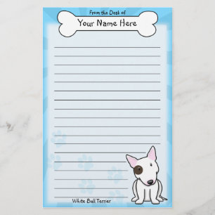 Papeterie blanche de bull-terrier de Kawaii (avec