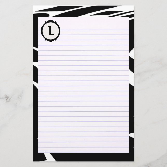 Papeterie blanche noire avec le monogramme (Devant)