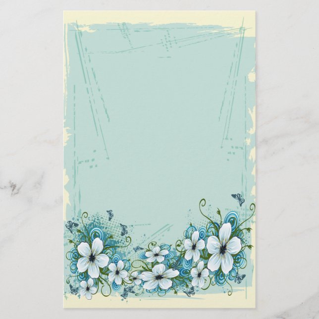 Papeterie Bleu d'été Floral & Papillons (Devant)