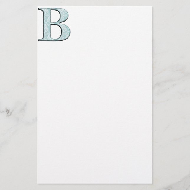 Papeterie Bleu Floral Damask Imprimer B monogramme initiales (Devant)