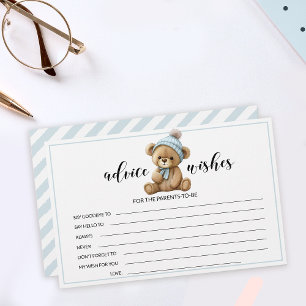 Papeterie Bleu ours en peluche baby shower conseils souhaits