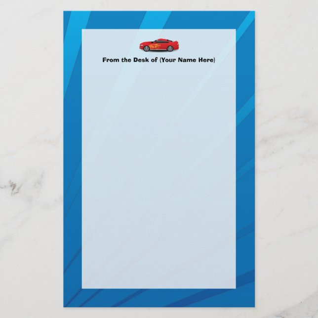 Papeterie Bleu vif avec les voitures Red Sports Flames Kids  (Devant)