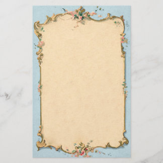 Papeterie Bleu vintage avec la frontière florale