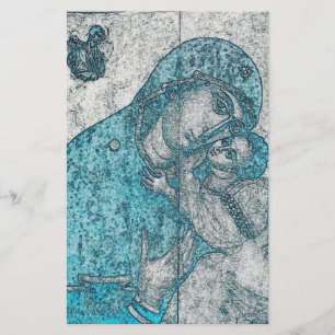 Papeterie Bleu vintage de portrait d'ange de Jésus de béb