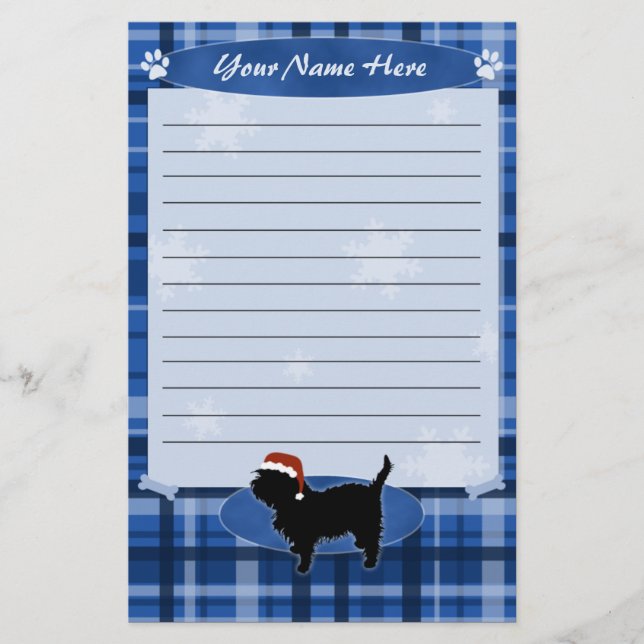Papeterie bleue d'Affenpinscher de Noël (Devant)