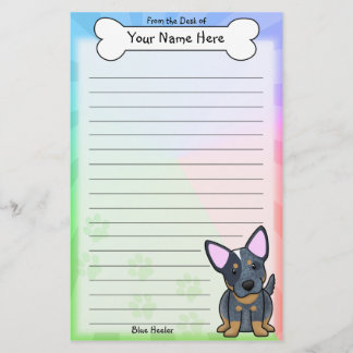 Papeterie bleue de Kawaii Heeler