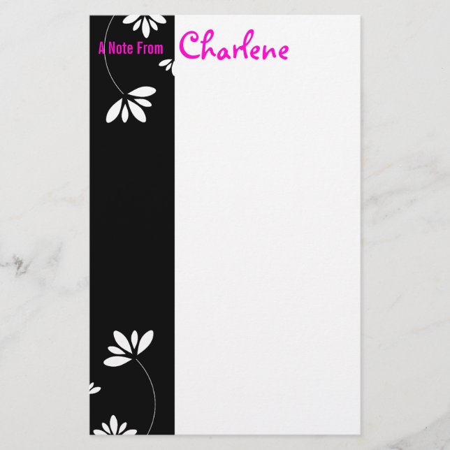 Papeterie Bloc - notes noir et blanc de fleur (Devant)