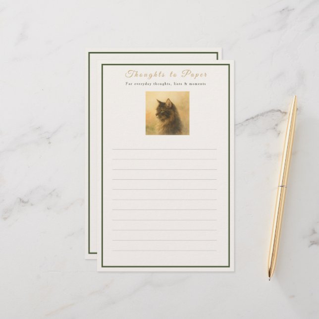 Papeterie Bloc-notes Pensées sur Papier | Chat Maine Coon (Devant/Arrière en situation)