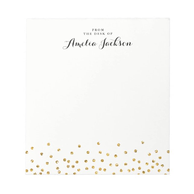 Papeterie Bloc-Notes Personnalisé Confettis Dorés (Devant)
