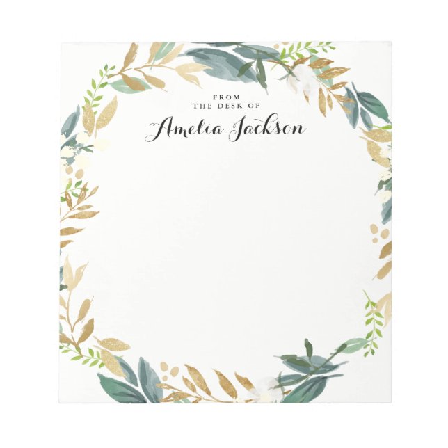 Papeterie Bloc-Notes Personnalisé Couronne Florale (Devant)